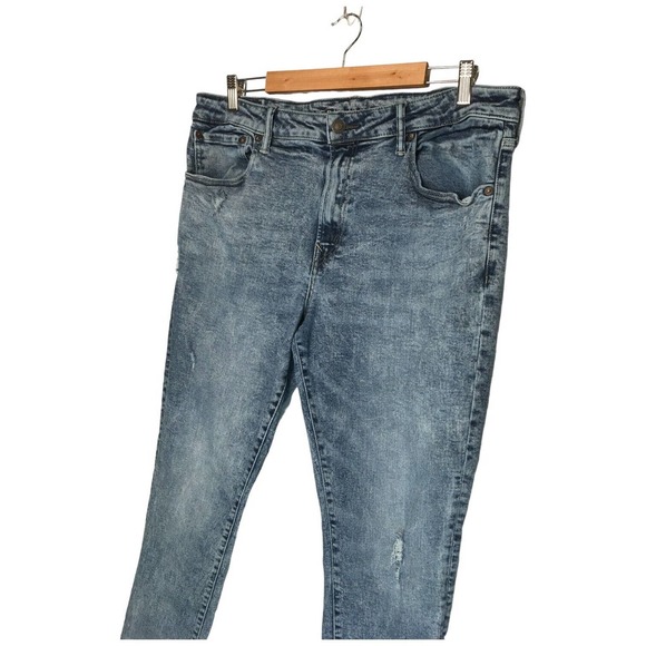 American Eagle Mens Size 38 Flex Slim Taper Distressed Stone Wash Denim Blue - Picture 4 of 14